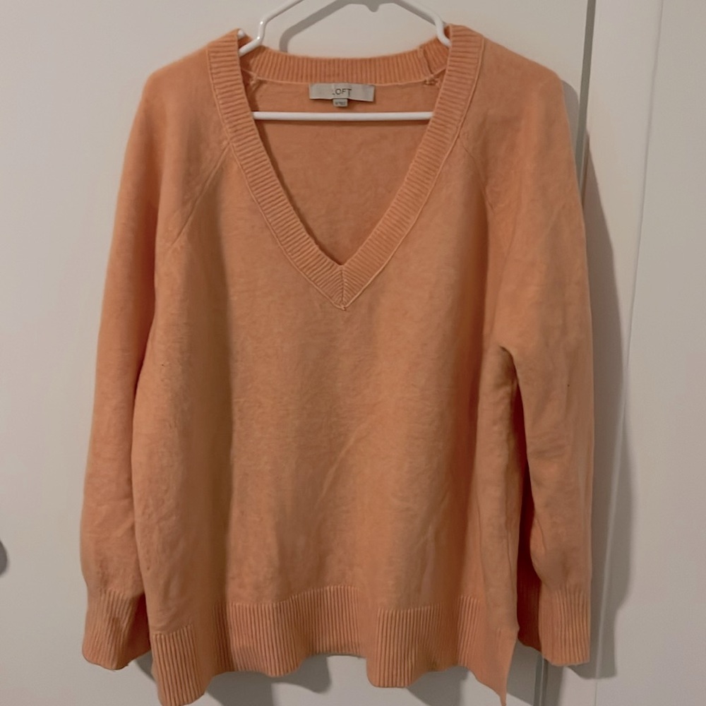 Coral/Peach V-Neck Sweater